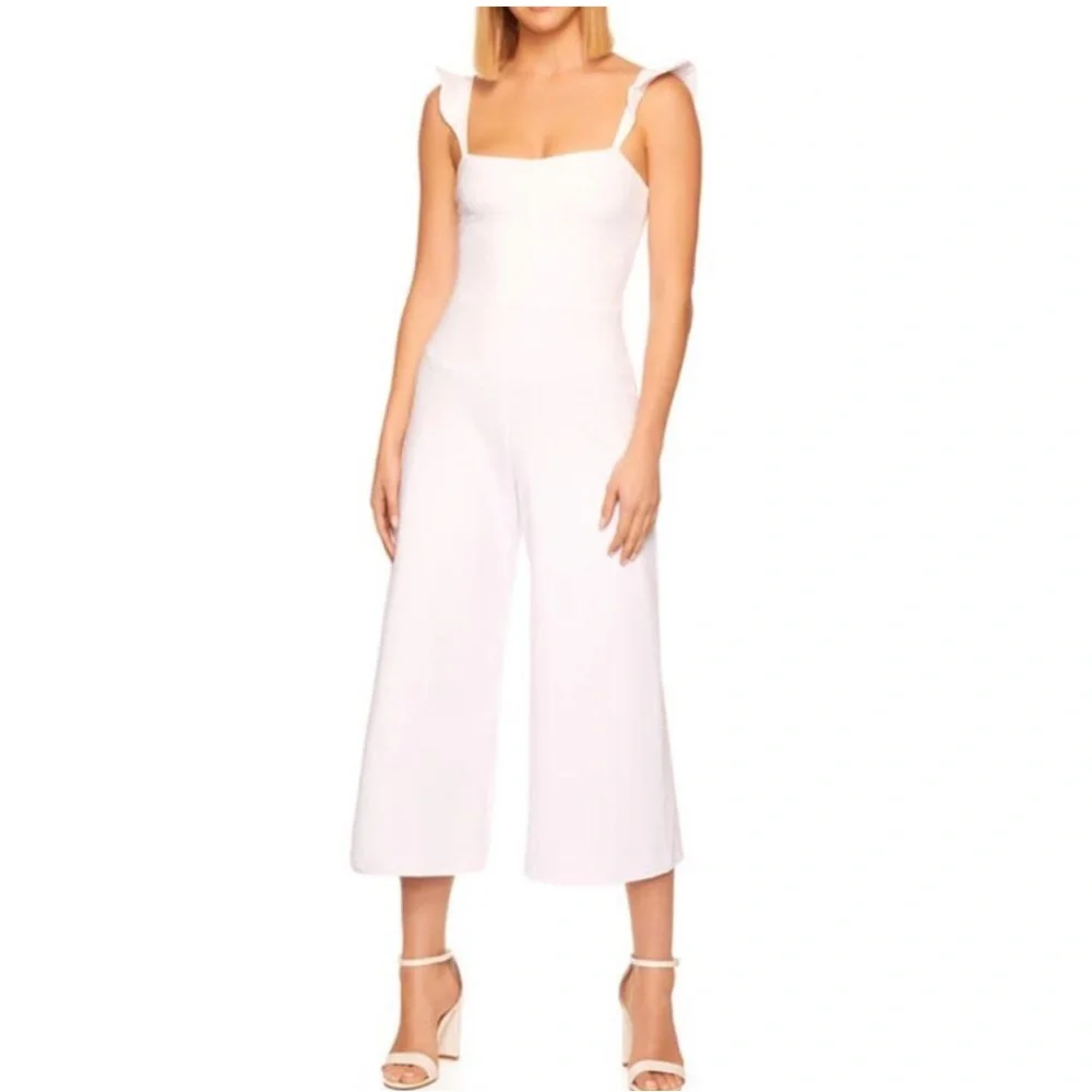 Susana Monaco White Ruffle Jumpsuit - Sugar. Bridal White New With Tags